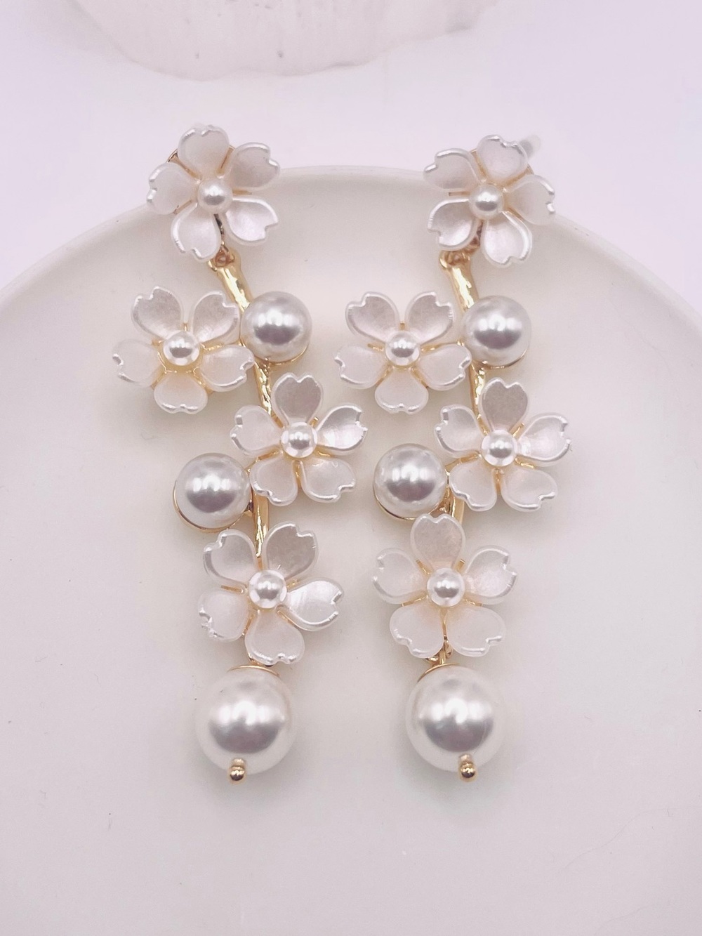 Petal Pearl Drop Earrings